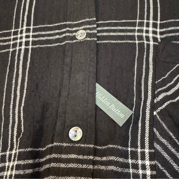 Terra & Sky Women’s Plus Size Plaid Viscose Black White Button Shirt 4X New - Picture 3 of 11